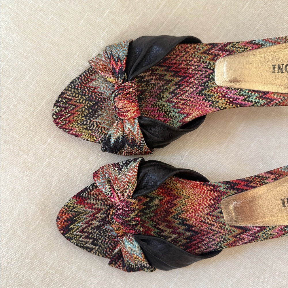 Missoni Multicolor Zigzag Kitten Heels with Black Trim - Picture 4 of 8